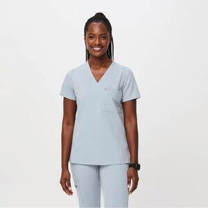 women's Dusty Blue Catarina - One-Pocket Scrub Top - S / Dusty Blue